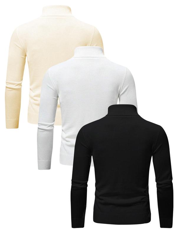 Men's Solid Turtle Neck Sweater, Regular Fit Casual Long Sleeve Jumper for Fall & Winter, Men's Knitwear for Daily Wear