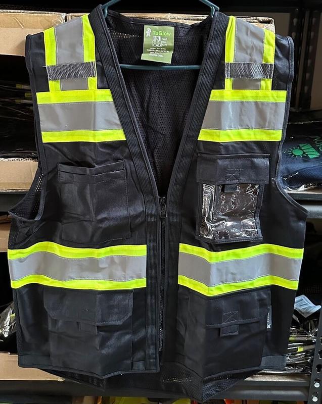 Supervisor Black Two Tones Safety Vest, ANSI  ISEA Photo ID Pocket 802