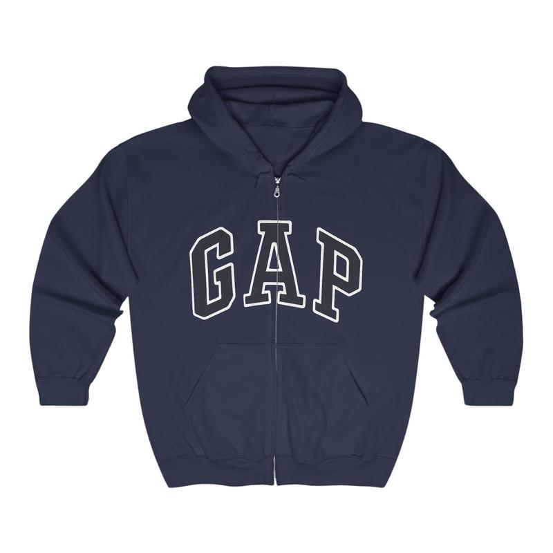 Gap Zip Hoodie, Gap Vintage Graphic Zip Hoodie, Unisex Cotton Zip Hoodie, For Men & Women Casual Clothing, Autumn Fall Hoodie, Trendy Hoodie All Sizes