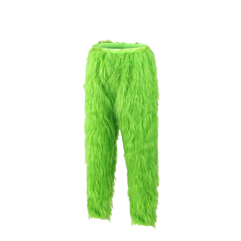 Christmas Costumes cosplay Clothes,7Pcs Xmas Furry Santa Suit Cosplay Fancy Dress,Adult Medium Santa Green Monster Costume, Performance Clothes