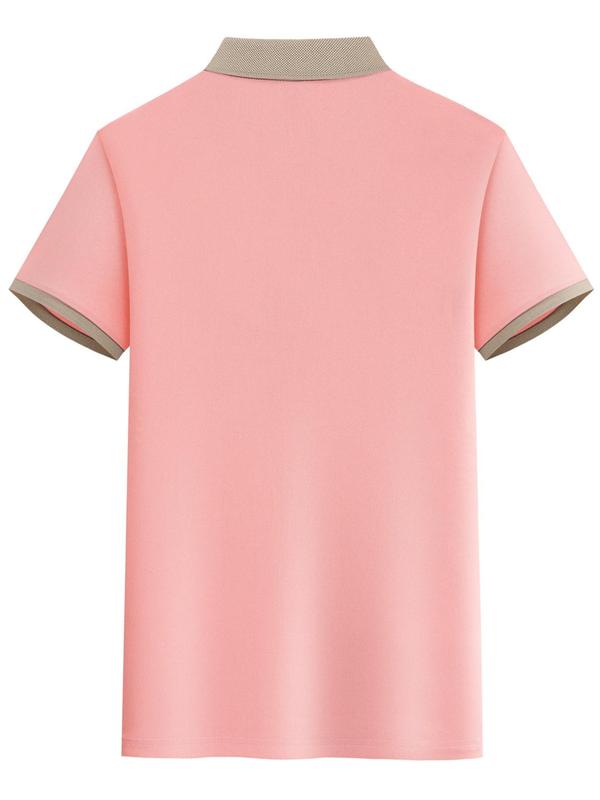 Men's Regular Fit Geometric Print Short Sleeve Polo Shirt, Casual Button Front Collared Top for Summer, Fashion Men's Clothes for Daily Wear