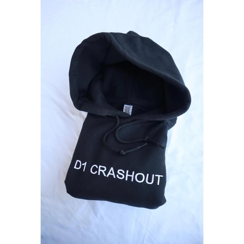 Embroidered 'D1 CRASHOUT' Hoodie or Crew Neck, Long Sleeve, Classic fit, Unisex, Adult