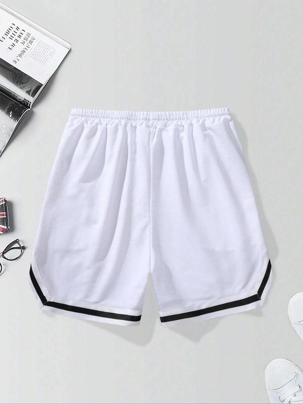 Men's Cartoon Face & Letter Print Drawstring Waist Shorts, Casual Loose Pocket Track Shorts for Summer, Mens Bottoms for Daily Wear