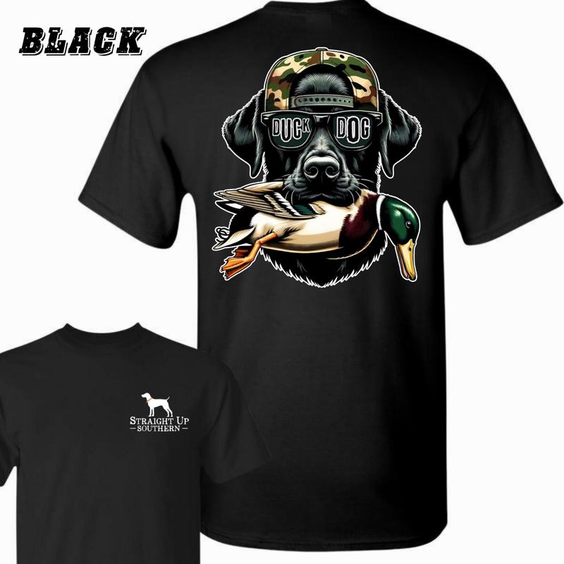 Straight Up Southern Duck Dog T-Shirt - Fun Hunting Dog Design , Sand Color Graphic Tee , Unisex Shirt for Hunters and Dog Lovers , Comfortable and Stylish Apparel , Perfect for Waterfowl Hunting Adventures Menswear Classic Crewneck Underwear Streetwear