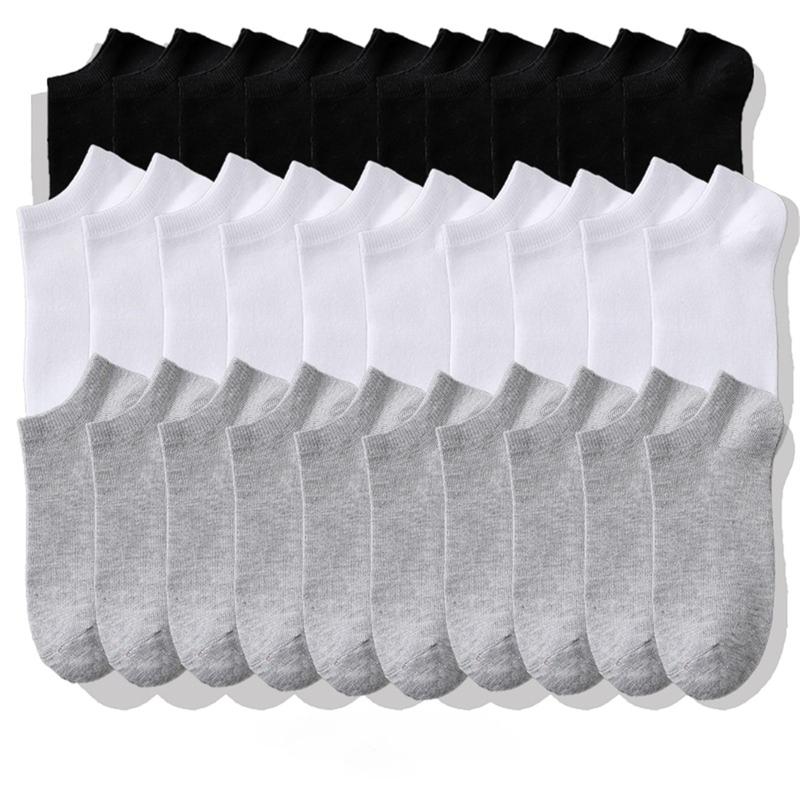 20 pairs Unisex Fashion Plain Color Socks, Breathable Comfy Sweat Absorption Anti-odor Low Cut Ankle Socks, Women Men's Socks & Hosiery Menswear Beige