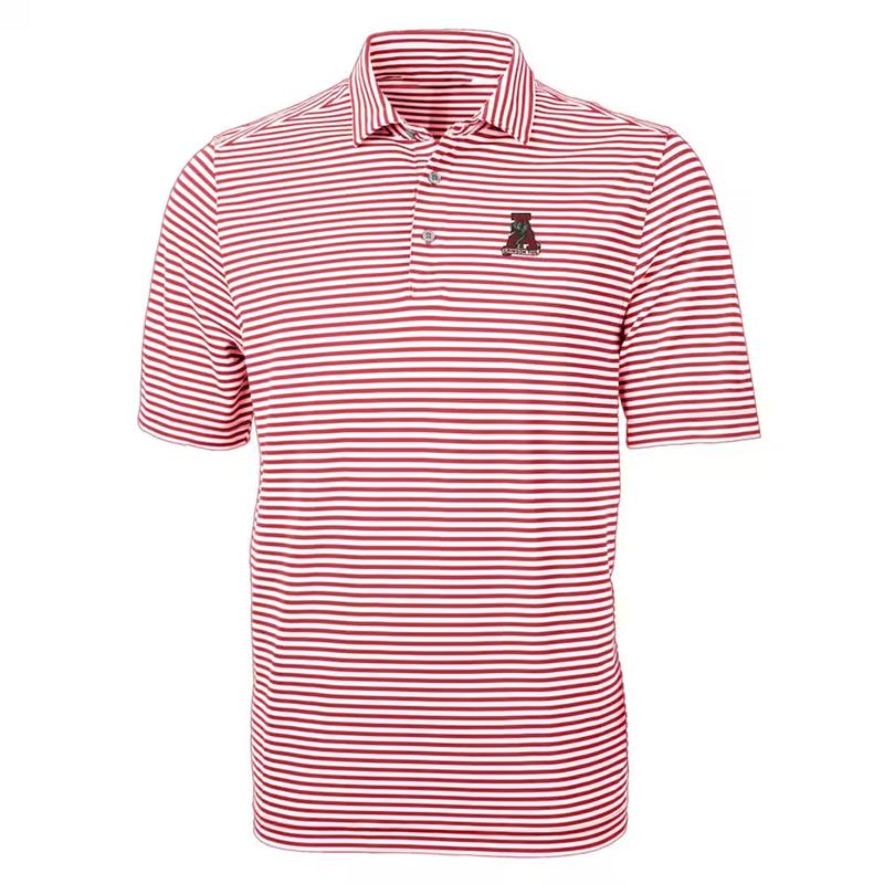 Alabama Crimson Tide Throwback Logo Virtue Eco Pique Stripe Recycled Polo - Crimson, Men Football NCAA Polo Shirt Trendy 2024, Gift For Men