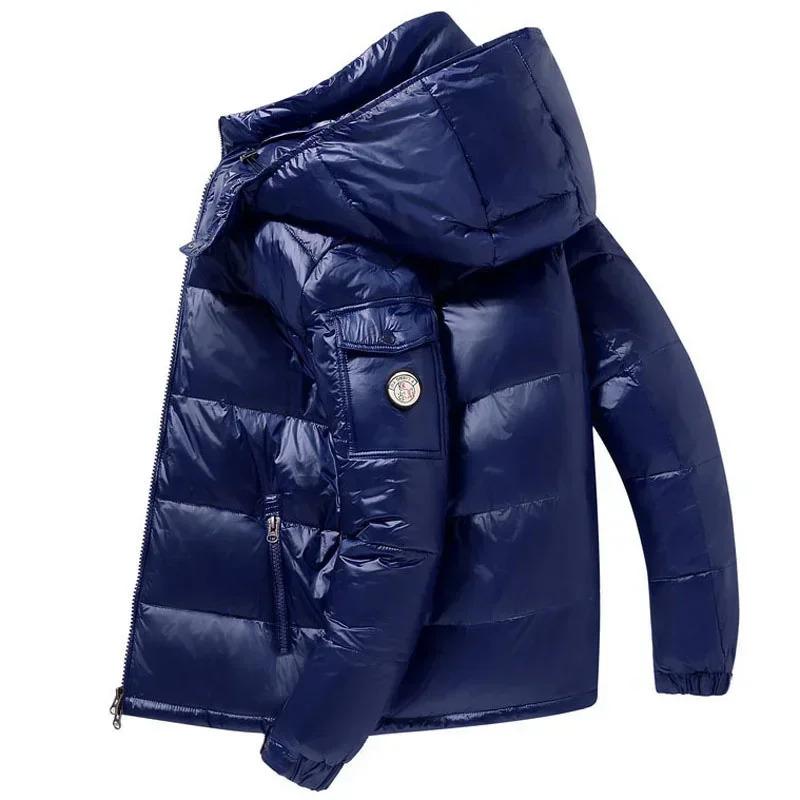 Puffer Jacket Men Hooded Casual Down Winter Clothing Short Glossy Feather Duck Coat Man Waterproof Male Jacquet Winter