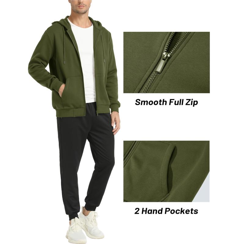 MAGCOMSEN Men's Fleece Hoodie Sweatshirt Midweight Full Zip Up Active Jacket Winter Windproof Work Casual Jacket Coat