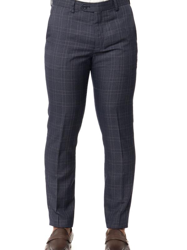 Slim Fit Men's Plaid Dress Pants No Pleats Flat Front Fitted Suit Trouser Formal Slacks 2311 AZARMAN