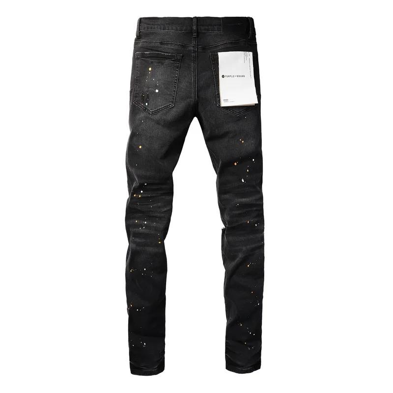 2024 New Fashion Trendy High Quality Jeans Classic Retro American High Street Painted Holes Black Washed Skinny Jeans Men