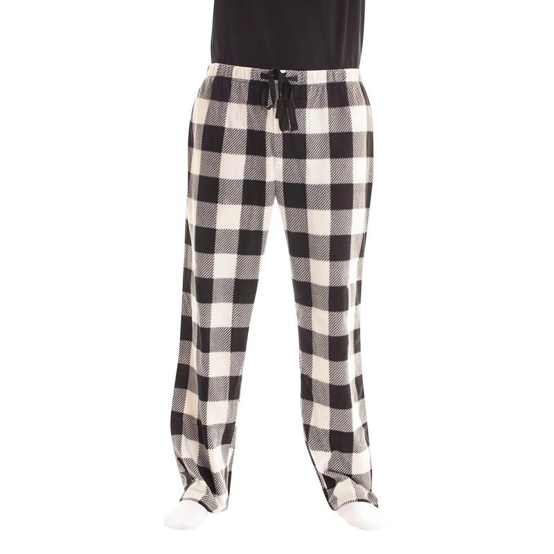 Pajama Pants for Men Sleepwear PJs (Buffalo Plaid Enlarged White Black, XS-5XL), Christmas Gift for Her