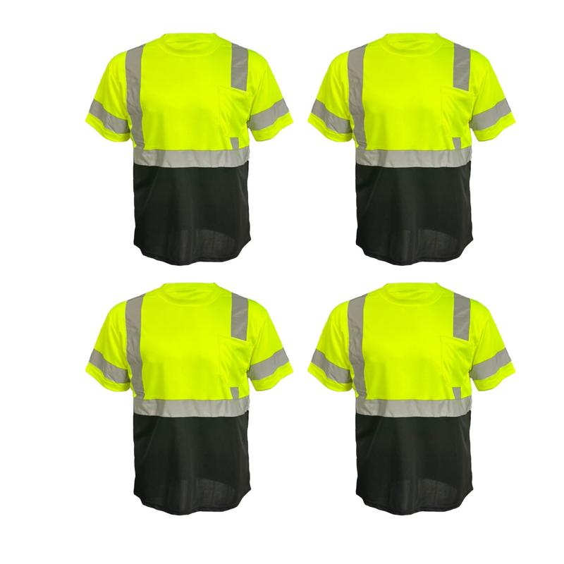 4 PACK ST906 FX Class 3 High Visibilty Yellow Short sleeve safety shirt