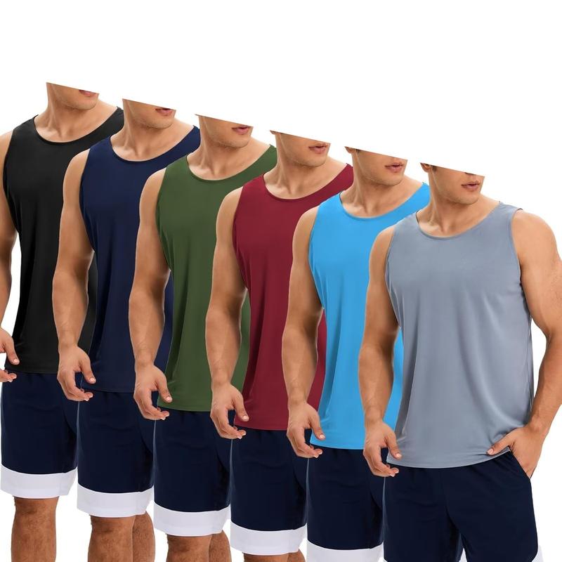 6 Pack Men's Quick Dry Workout Tank Tops Breathable Gym Sleeveless Muscle Shirts for Active Men Menswear Underwear