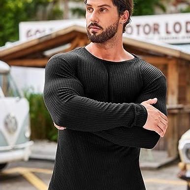 COOFANDY Men's 2 Pack Muscle T-Shirt Stretch Long Sleeve Gym Workout Bodybuilding Training Tee Shirts Casual Hipster Tops