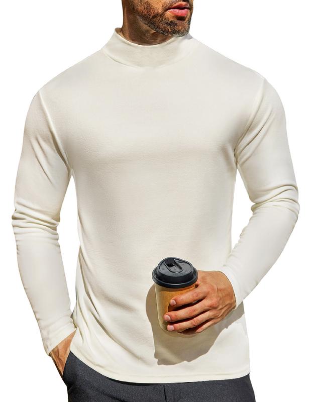 Ekouaer Menswear Mock Turtleneck Shirts Long Sleeve Basic Turtle Neck Undershirt Thermal Pullover Sweater thermal underwear  Clothing Slim Fit