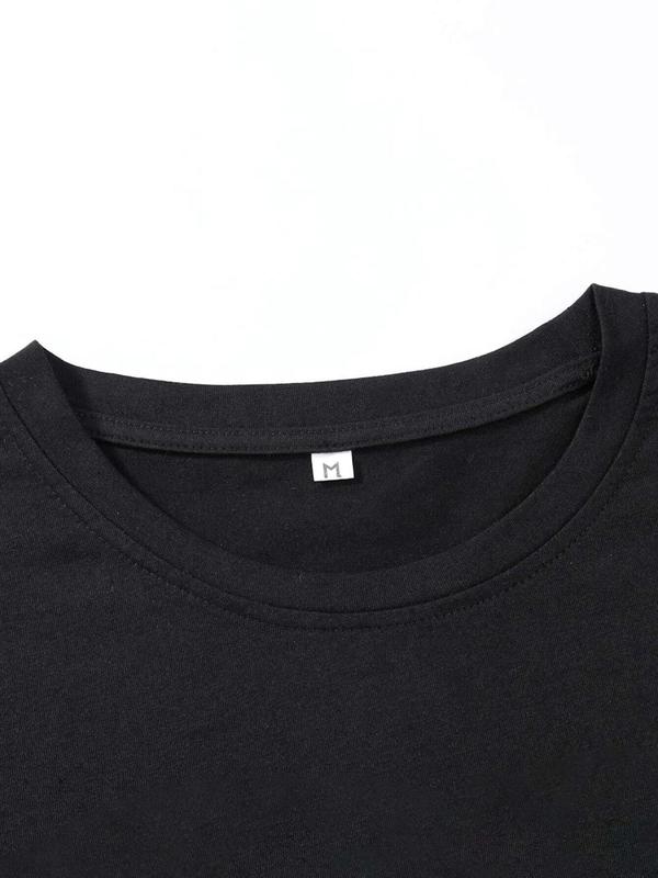 Men's Regular Fit Girl & Letter Print Round Neck Tee, Casual Short Sleeve Crew Neck T-shirt for Summer, Men's Top for Daily Wear