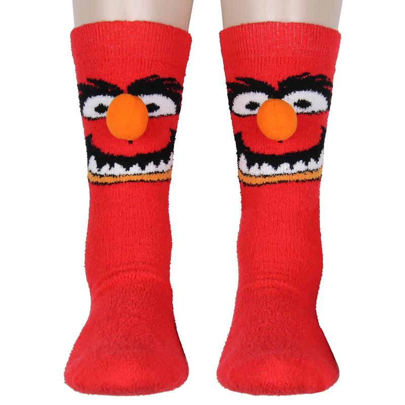 Disney The Muppets Socks Animal 3D Nose Adult Chenille Fuzzy Plush Crew Socks For Men Women 1 Pair