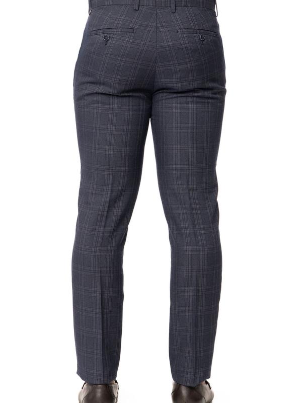 Slim Fit Men's Plaid Dress Pants No Pleats Flat Front Fitted Suit Trouser Formal Slacks 2311 AZARMAN