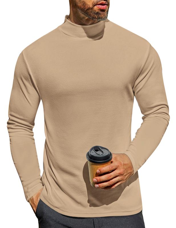 Ekouaer Menswear Mock Turtleneck Shirts Long Sleeve Basic Turtle Neck Undershirt Thermal Pullover Sweater thermal underwear  Clothing Slim Fit