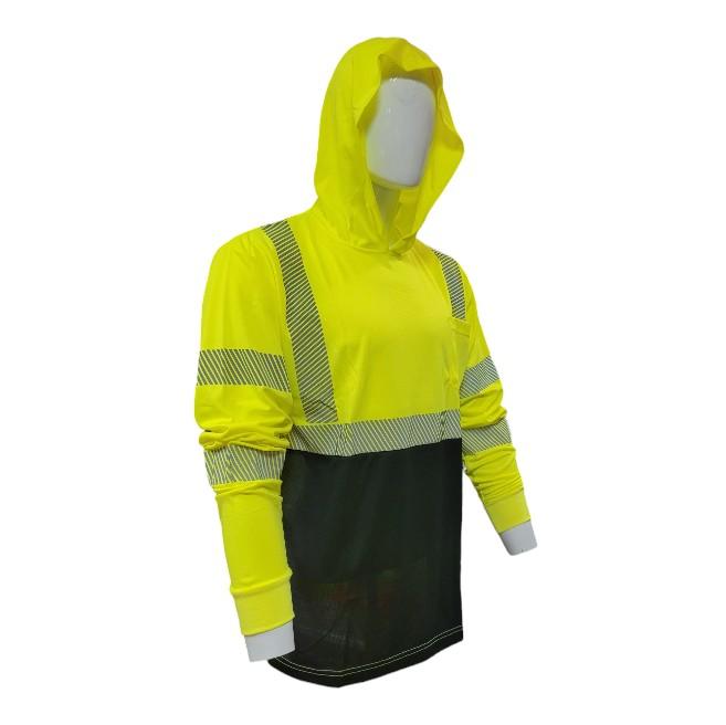 Three Tone Hooded Safety Long Sleeve Shirt with printed Reflectors