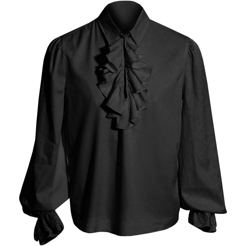 Runcati Mens Pirate Shirt Ruffle Victorian Renaissance Steampunk Vampire Poet Shirts Gothic Medieval Halloween Costume