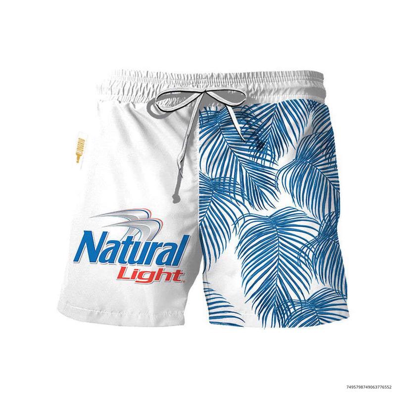 Natural_Light Tropical Fern Swim Trunks Hawaiian Shorts For Men Dad, Hawaiian Shorts For Men Dad Friend, Aloha Shirt, Trendy Gift