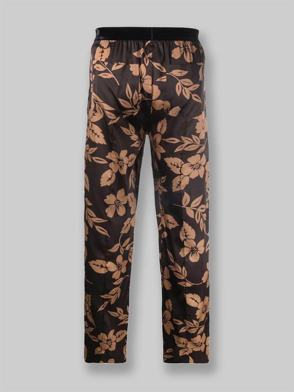 Men's Floral Print Pocket Elastic Waist Pajama Pants, Casual Comfy Loose Trousers for Fall & Winter, Men's Sleepwear for Indoor Wear