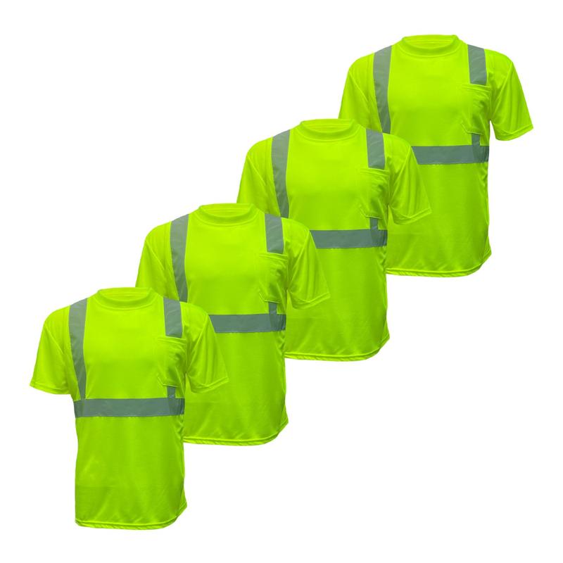 4 PACK SHIRT Hi Visibility Reflective Safety Shirt   100% Polyester Birdeye mesh fabric (See size information on description