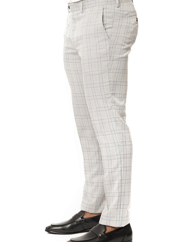 Slim Fit Men's Plaid Dress Pants No Pleats Flat Front Fitted Suit Trouser Formal Slacks 2311 AZARMAN