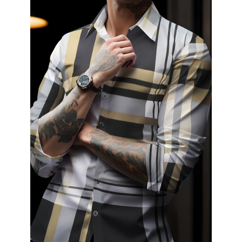 Trendy Men's Long Sleeve Casual Shirt with Lapel, Versatile for Dates, Formal Events & Everyday Wear