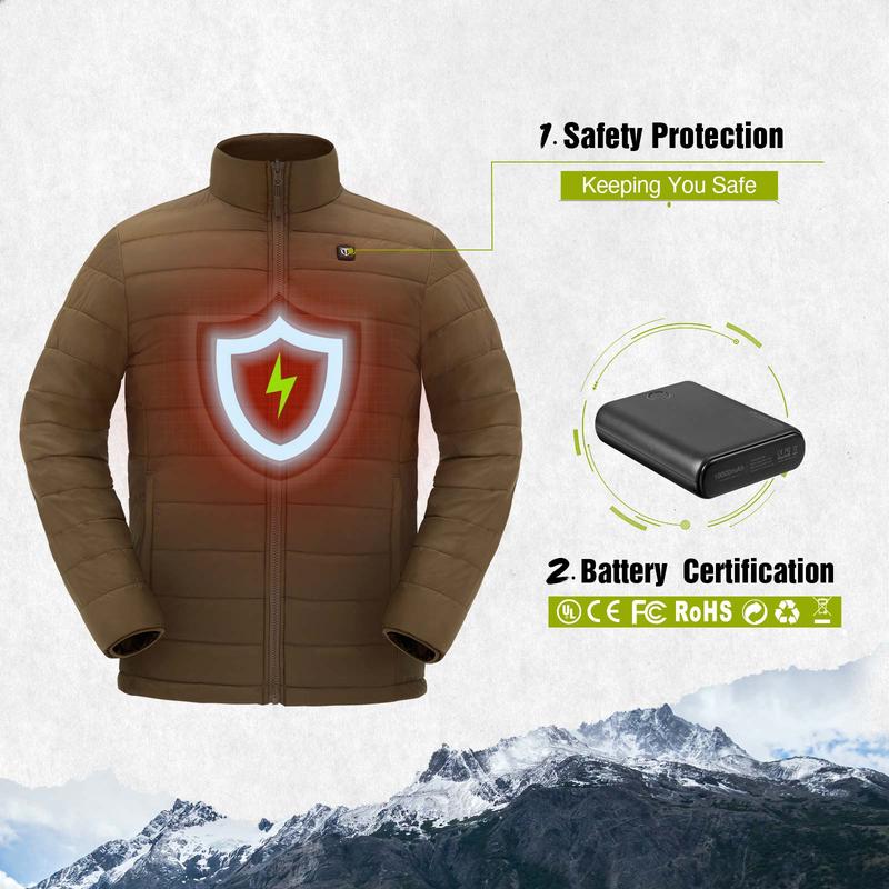 TideWe Men's 3-in-1 Heated Jacket with Battery Pack, Winter Coat Set with Inner Jacket