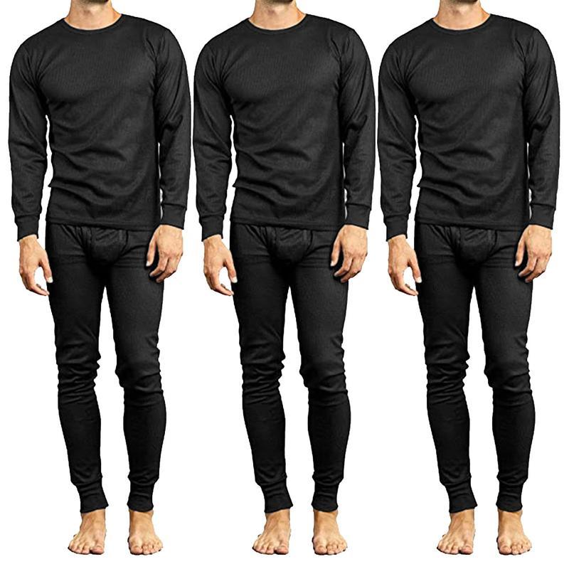 3-Pack Men's Winter Thermal Top & Bottom Sets (3-Full Sets   3-Tops & 3-Bottoms)