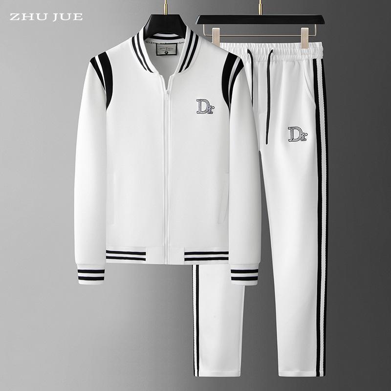 European and American men's embroidered sports jacket casual suit trendy brand handsome 2024 spring and autumn new men's clothing set matching