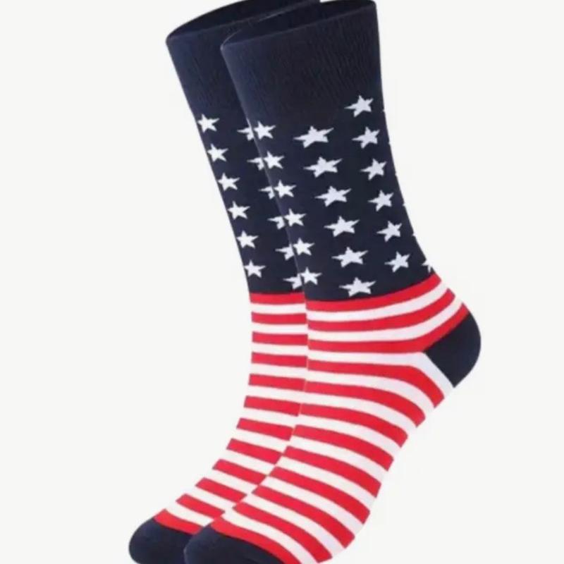 Unisex Patriotic American Flag Stylish Cotton Socks Menswear Soft Menswear Soft athletic--=%2=- sock=%2=-- outdoor--=%2=- breathable=%2=----=%2=- sock=%2=-- breathable ankle sock knee sock crew comfortable sport high sock