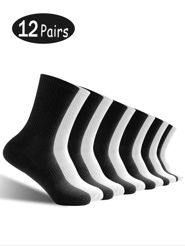 Men's Solid Crew Socks, Casual Moisture Wicking Mid-calf Socks, Soft Comfy Breathable Socks for All Seasons Daily Wear