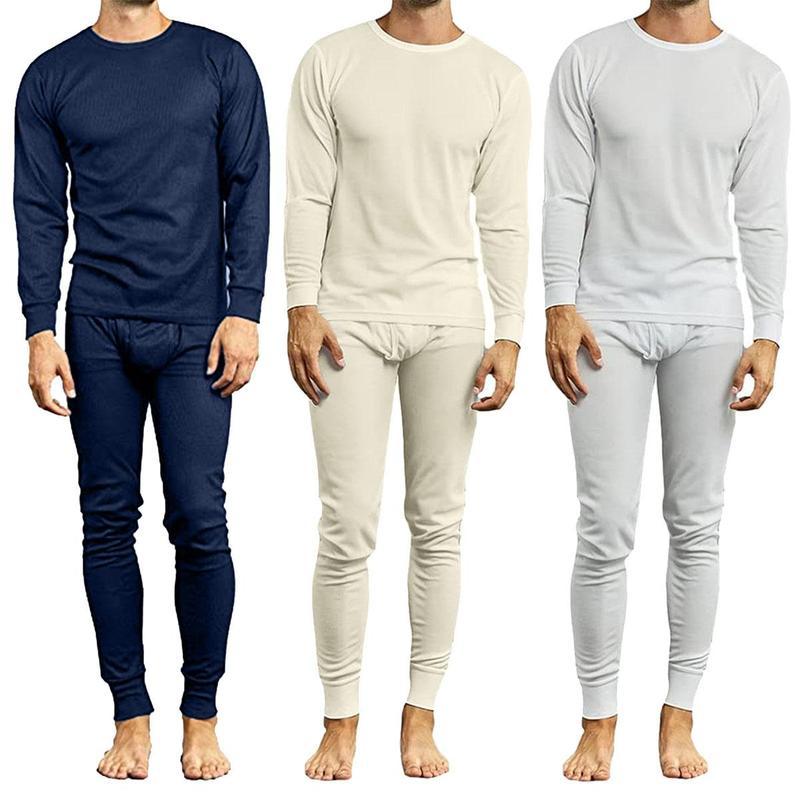 3-Pack Men's Winter Thermal Top & Bottom Sets (3-Full Sets   3-Tops & 3-Bottoms)