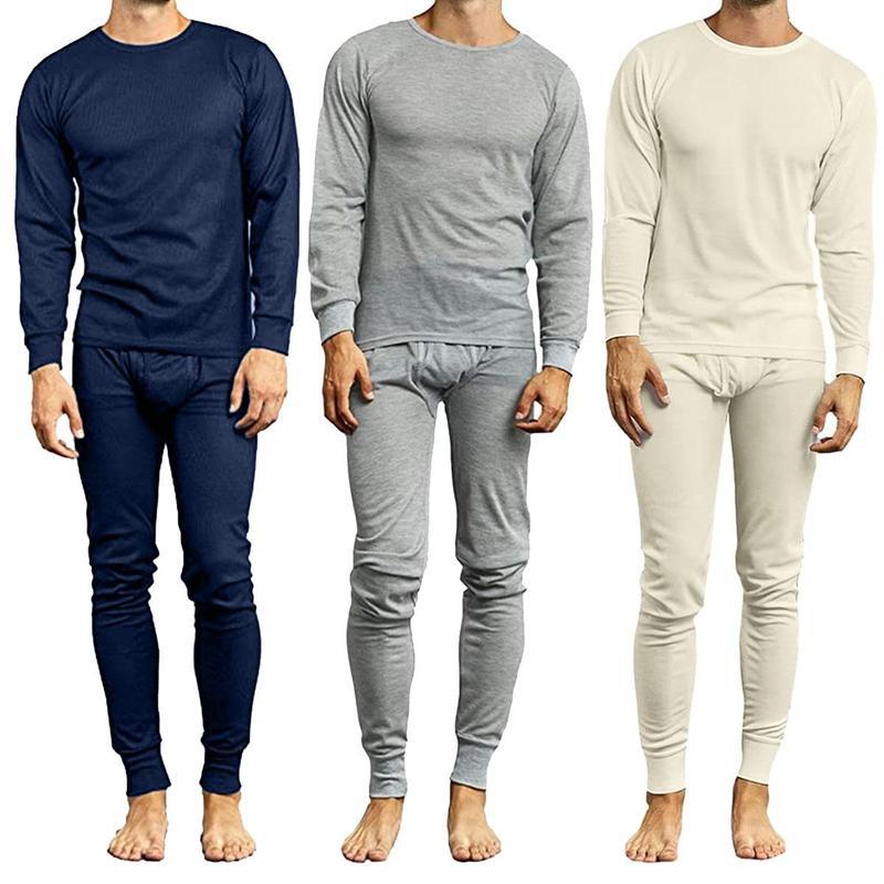 3-Pack Men's Winter Thermal Top & Bottom Sets (3-Full Sets   3-Tops & 3-Bottoms)