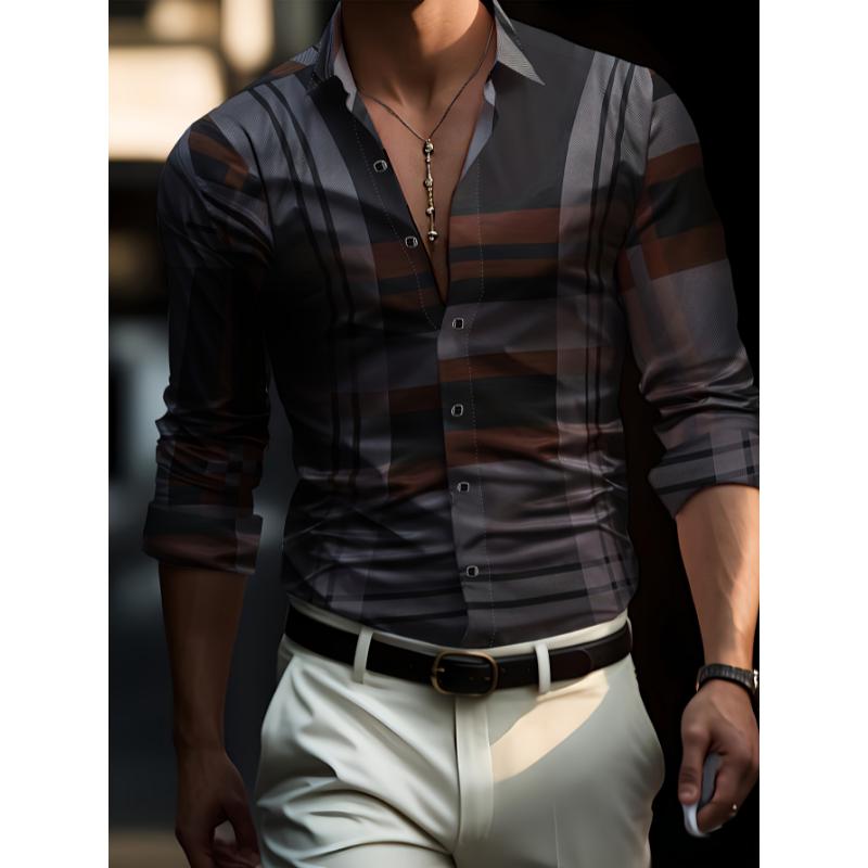 Trendy Men's Long Sleeve Casual Shirt with Lapel, Versatile for Dates, Formal Events & Everyday Wear