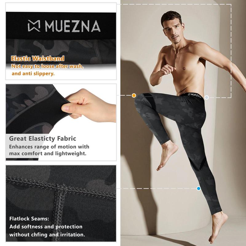 Muezna Sports thermal underwear Top and Bottom Set Underwear Long Johns Base Layer with Soft Fleece Lined