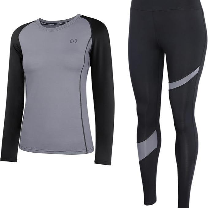 Muezna Sports thermal underwear Top and Bottom Set Underwear Long Johns Base Layer with Soft Fleece Lined