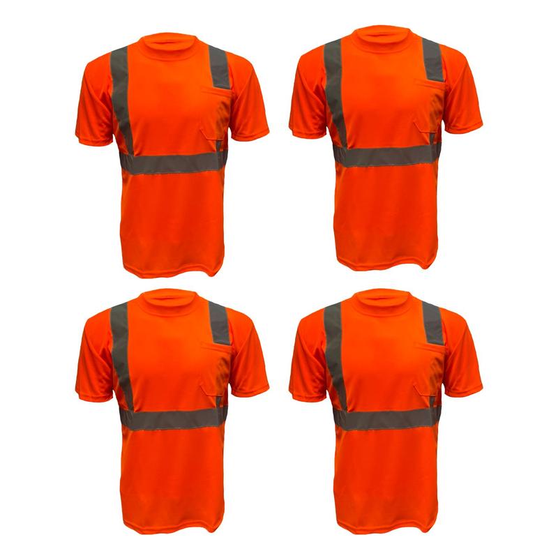 4 PACK ST906 FX Class 3 High Visibilty Yellow Short sleeve safety shirt