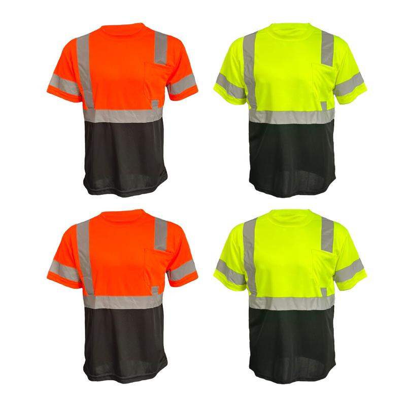 4 PACK ST906 FX Class 3 High Visibilty Yellow Short sleeve safety shirt