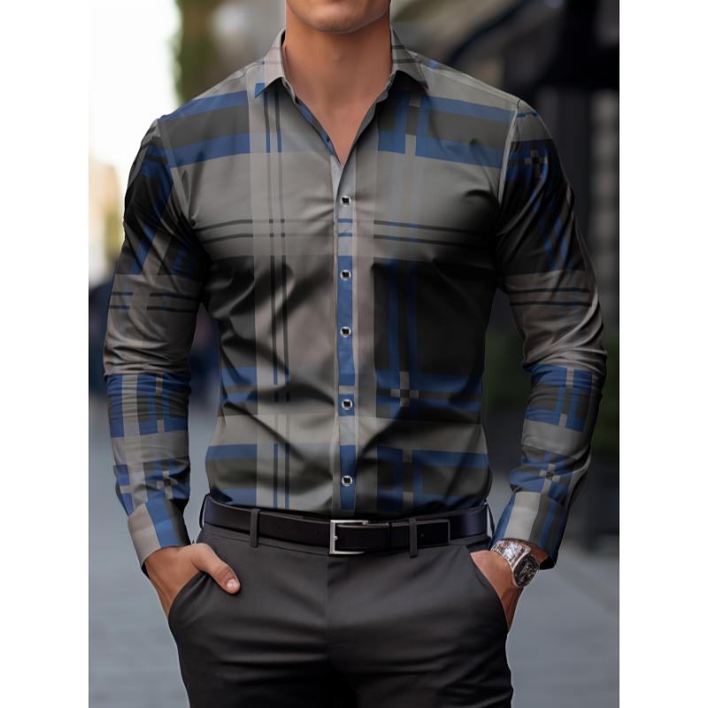 Trendy Men's Long Sleeve Casual Shirt with Lapel, Versatile for Dates, Formal Events & Everyday Wear