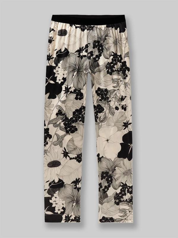 Men's Floral Print Pocket Elastic Waist Pajama Pants, Casual Comfy Loose Trousers for Fall & Winter, Men's Sleepwear for Indoor Wear