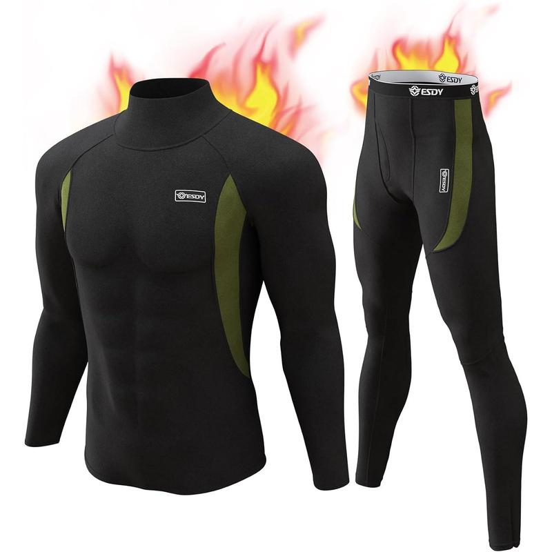 CL convallaria Mens Thermal Underwear Set with Fly, Long Johns Base Layer Winter Hunting Gear Sport Top and Bottom XS-4XL