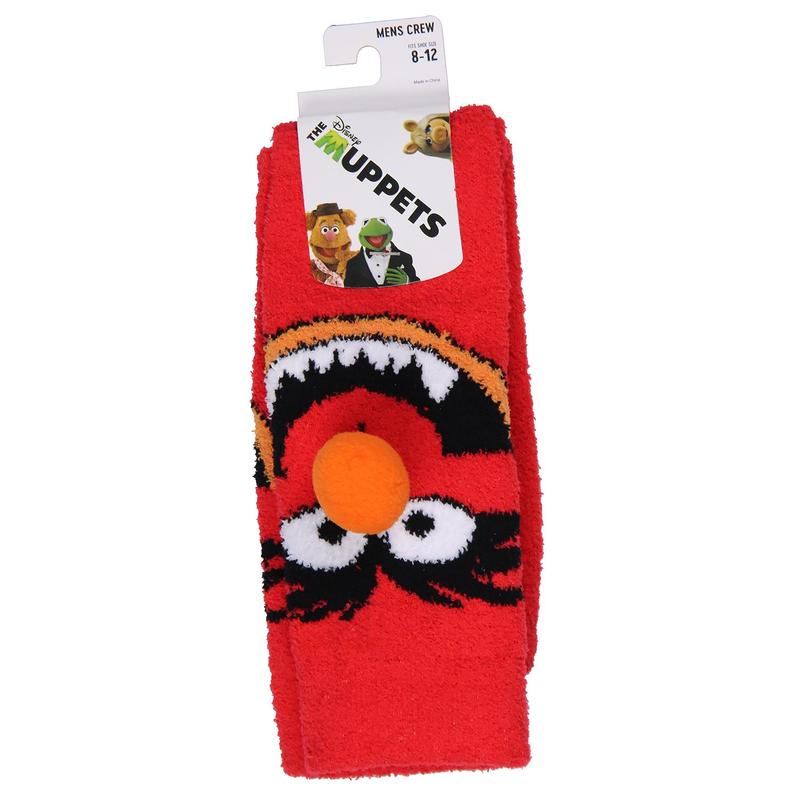 Disney The Muppets Socks Animal 3D Nose Adult Chenille Fuzzy Plush Crew Socks For Men Women 1 Pair