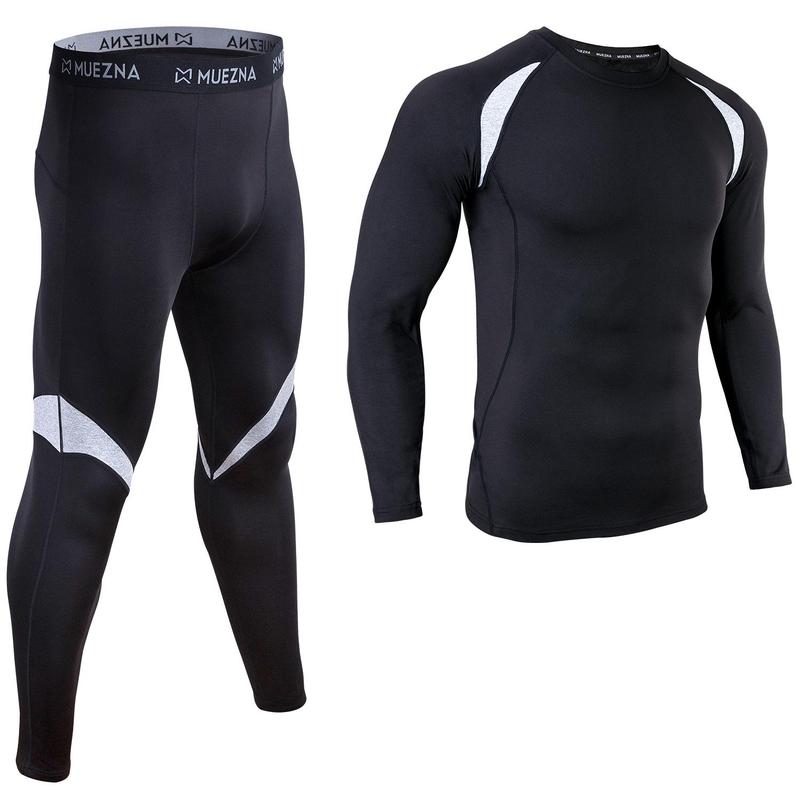 Muezna Sports thermal underwear Top and Bottom Set Underwear Long Johns Base Layer with Soft Fleece Lined