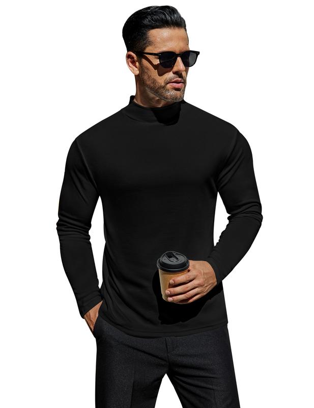 Ekouaer Menswear Mock Turtleneck Shirts Long Sleeve Basic Turtle Neck Undershirt Thermal Pullover Sweater thermal underwear  Clothing Slim Fit