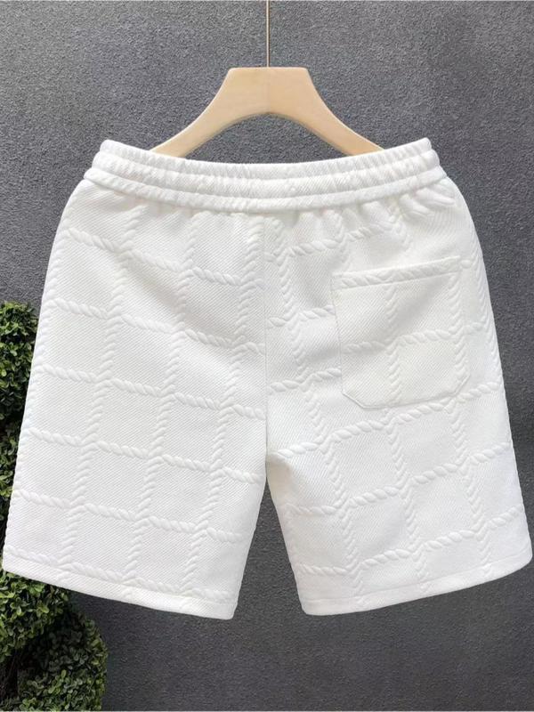 Men's Regular Fit Textured Drawstring Waist Shorts, Casual Pocket Straight Leg Shorts for Summer, Fashion Men's Streetwear Bottoms for Daily Wear