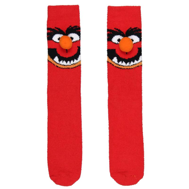 Disney The Muppets Socks Animal 3D Nose Adult Chenille Fuzzy Plush Crew Socks For Men Women 1 Pair